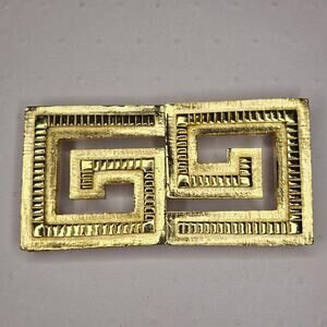 Vintage 1981 Mimi Di N Signed Greek Key Maze Geometric 2-Piece Belt Buckle